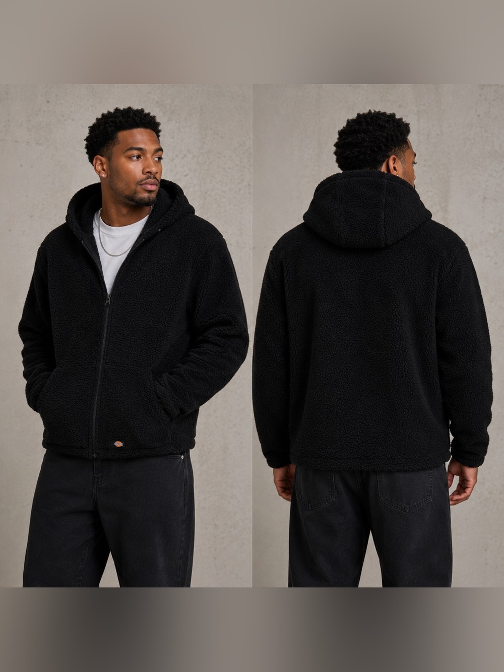 Dickies Black Sherpa zip up Hoodie